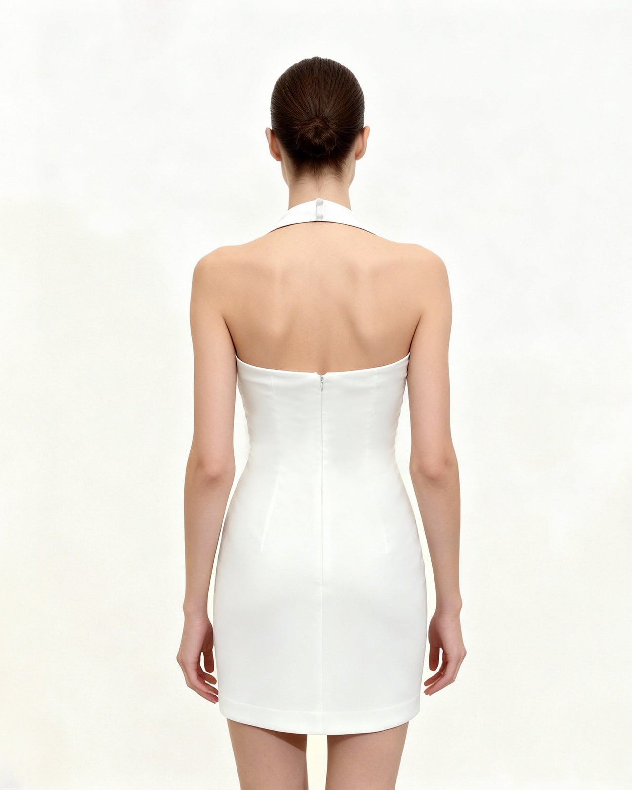 플로럴 홀터 바디콘 드레스 - 화이트