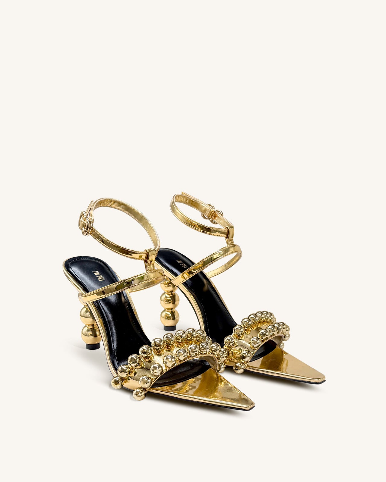 Mia 비즈 장식 스트랩 하이힐 - 골드