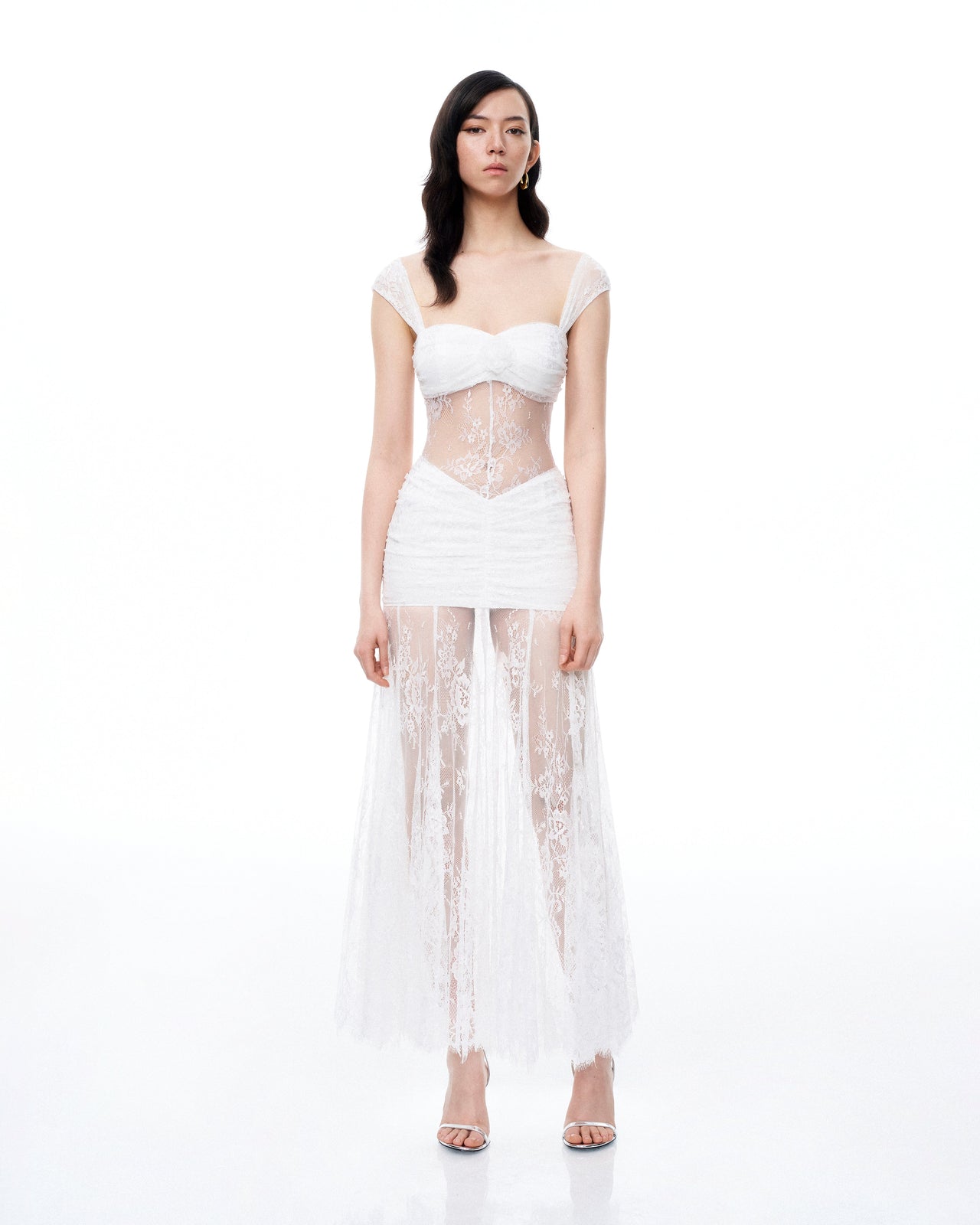 Fiorentina 3D 플로럴 레이스 드레스 - 화이트