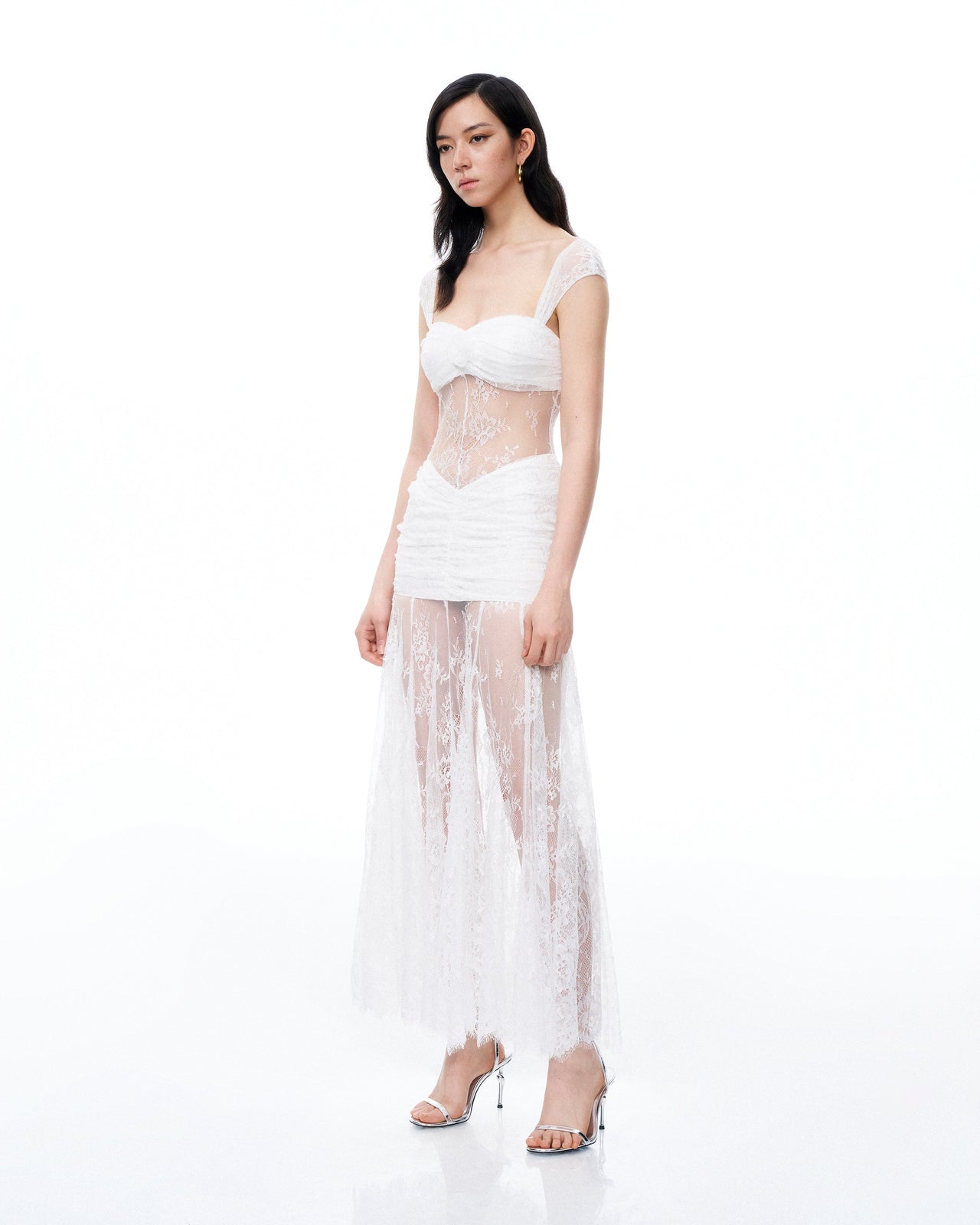 Fiorentina 3D 플로럴 레이스 드레스 - 화이트