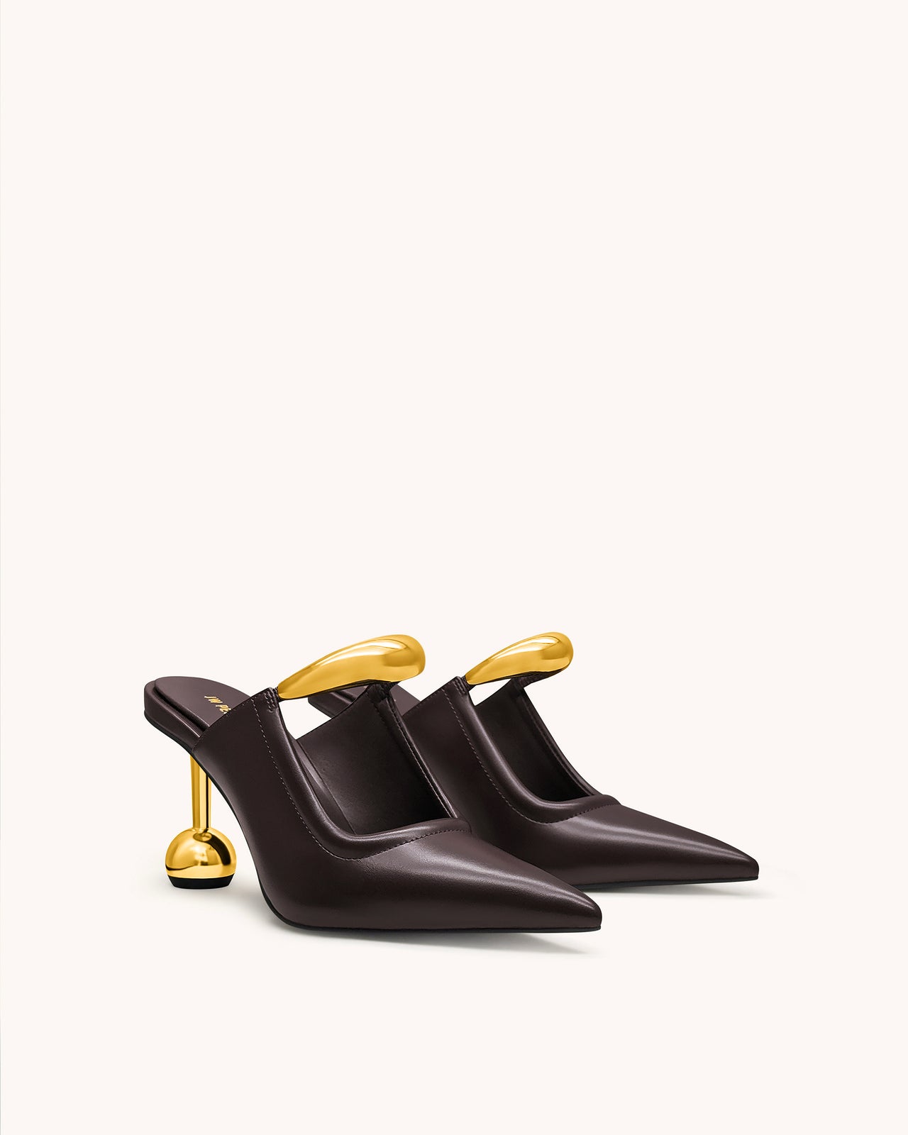 Sofia 메탈 장식 구형 힐 뮬 - 딥 버건디