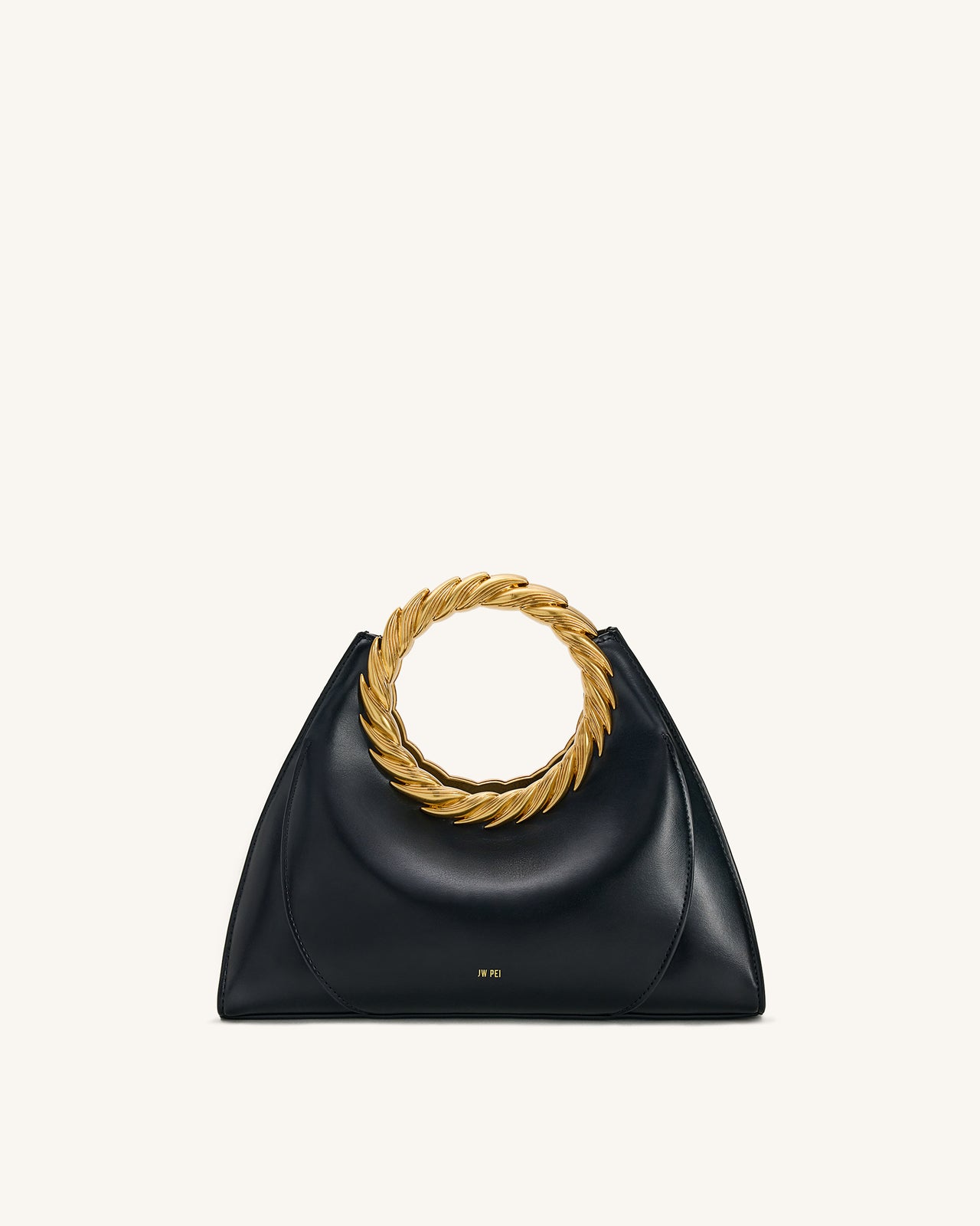 Amiya 리프 핸들 조각 가방 - 블랙