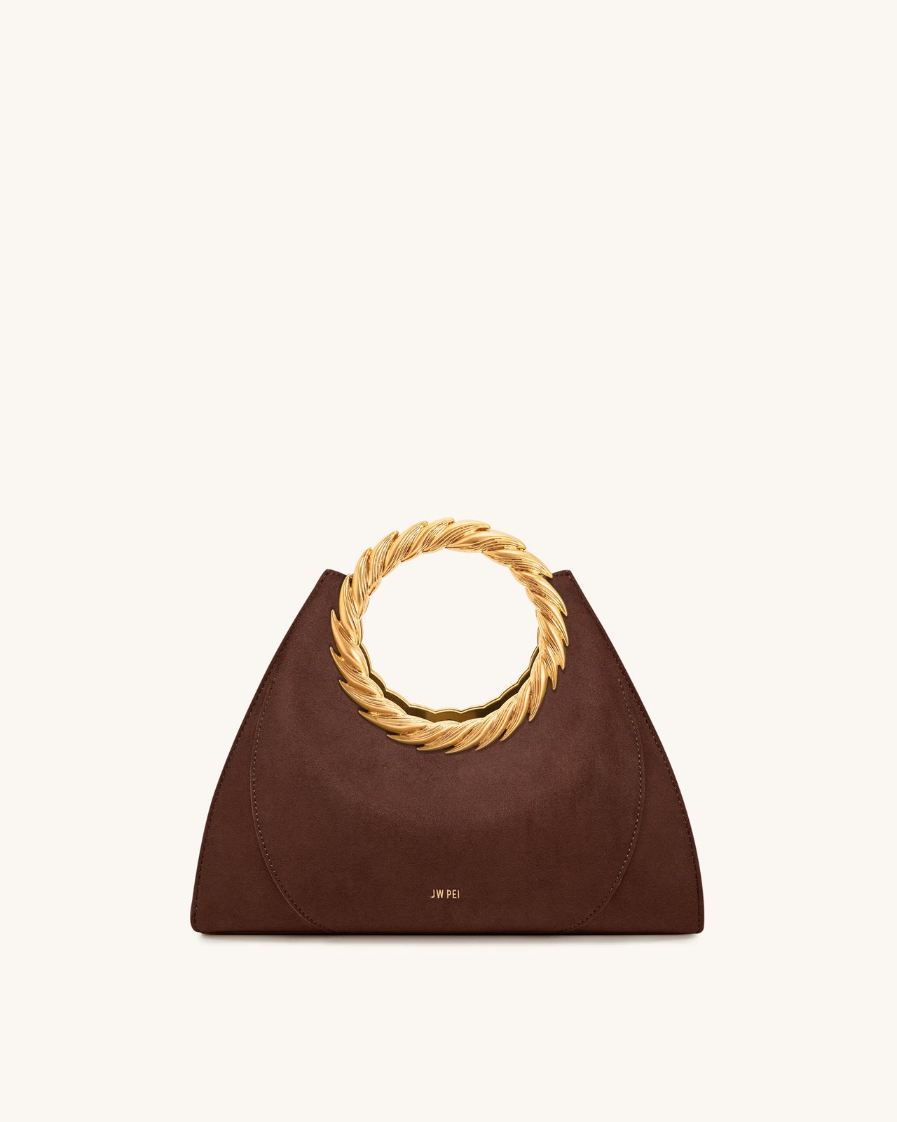 Amiya 리프 핸들 페이크 스웨이드 조각 백 - 모카 브라운