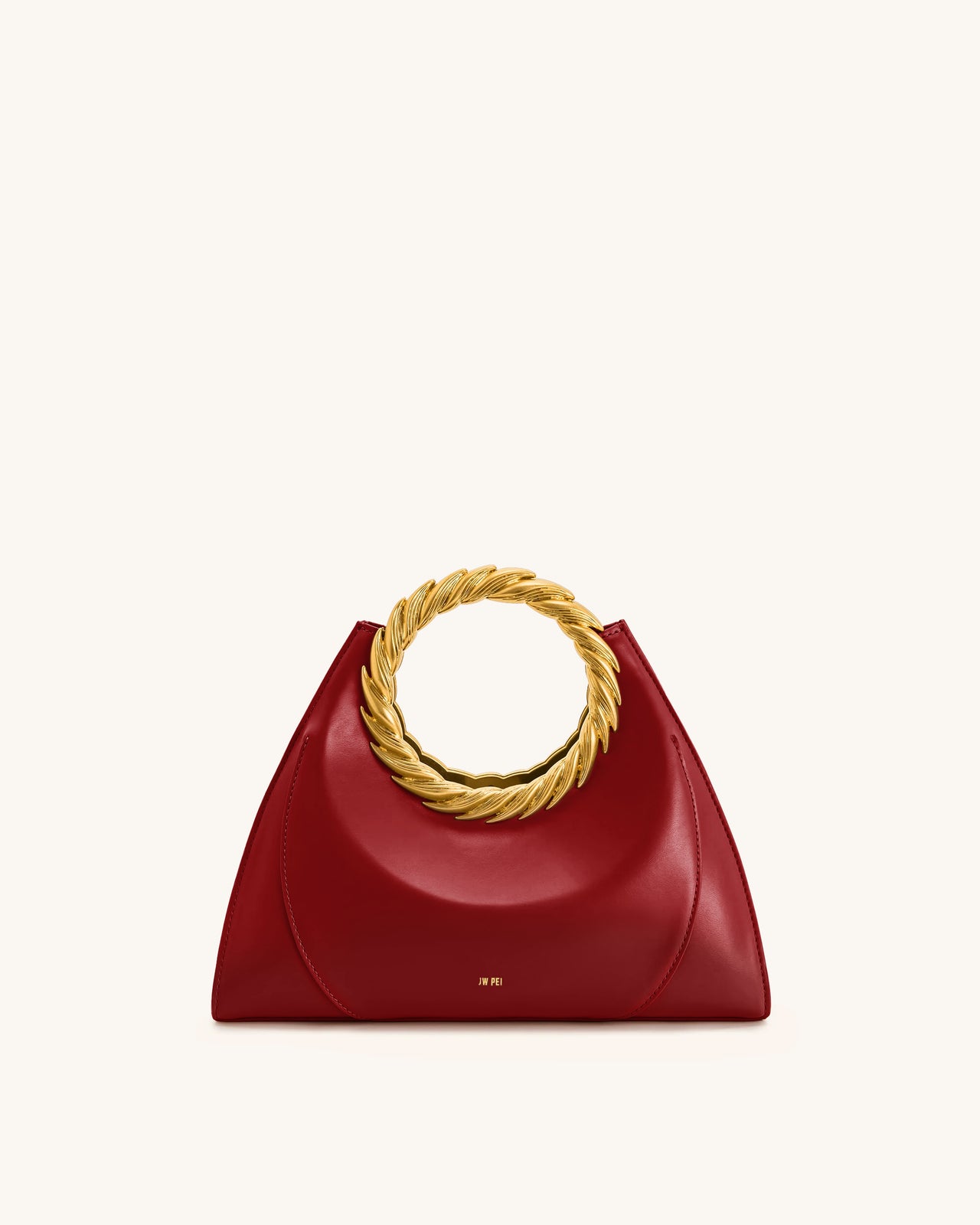 Amiya 리프 핸들 조각 백 - 와인 레드