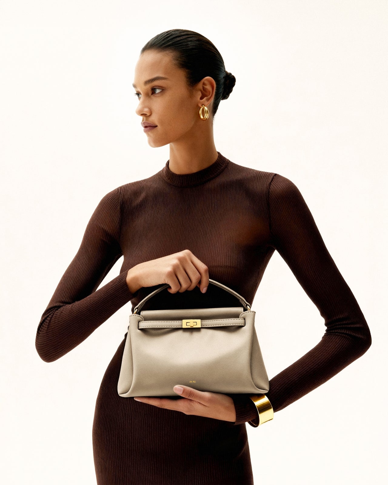 Carmen 탑 핸들 백 - 애프리콧