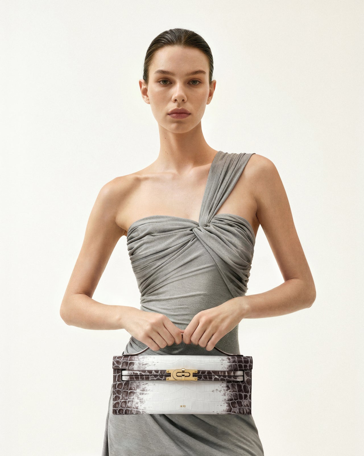 Bria 스트럭처드 탑 핸들 백 - 화이트 크로크