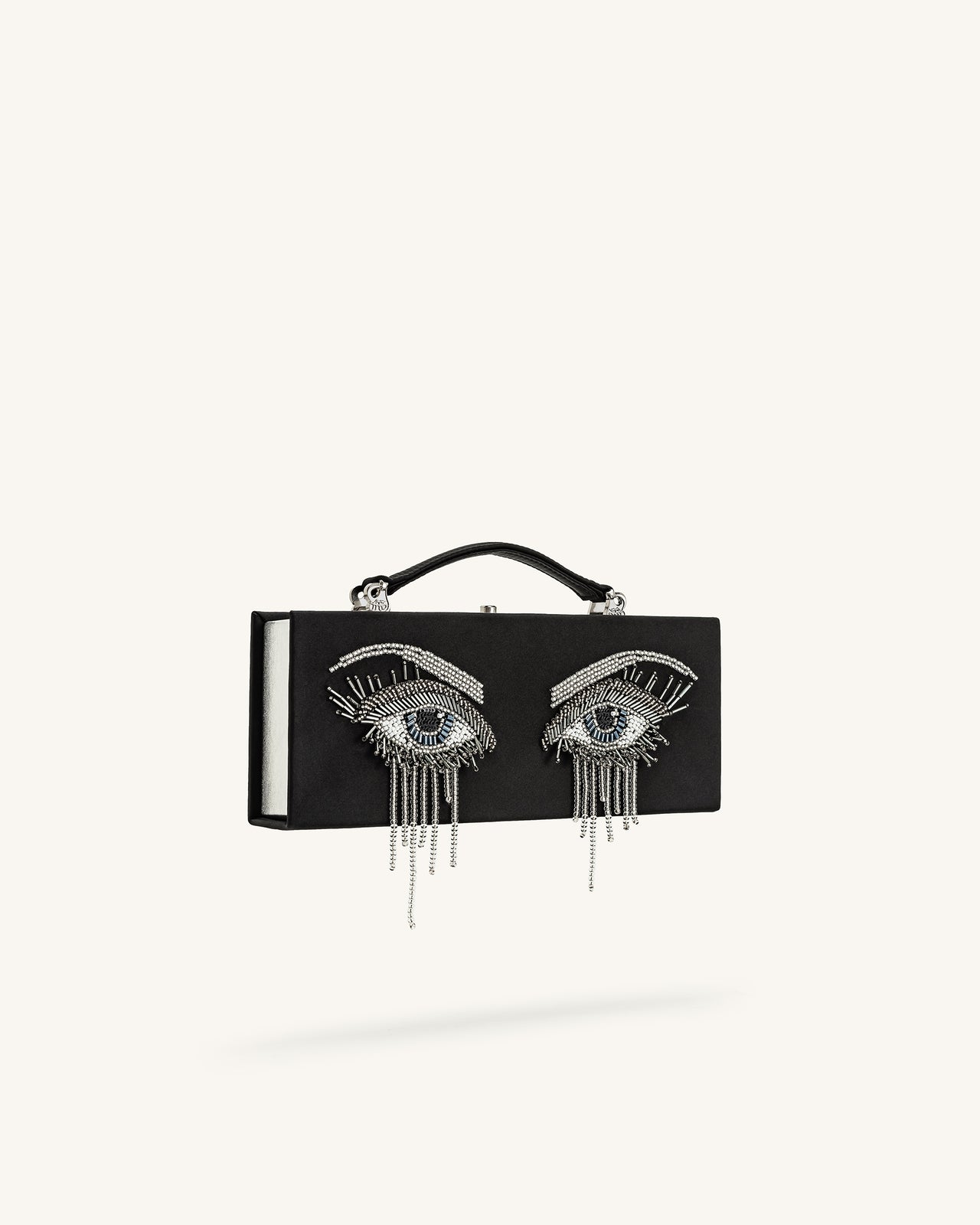 Vera 비즈 장식 사각 클러치백 - 블랙