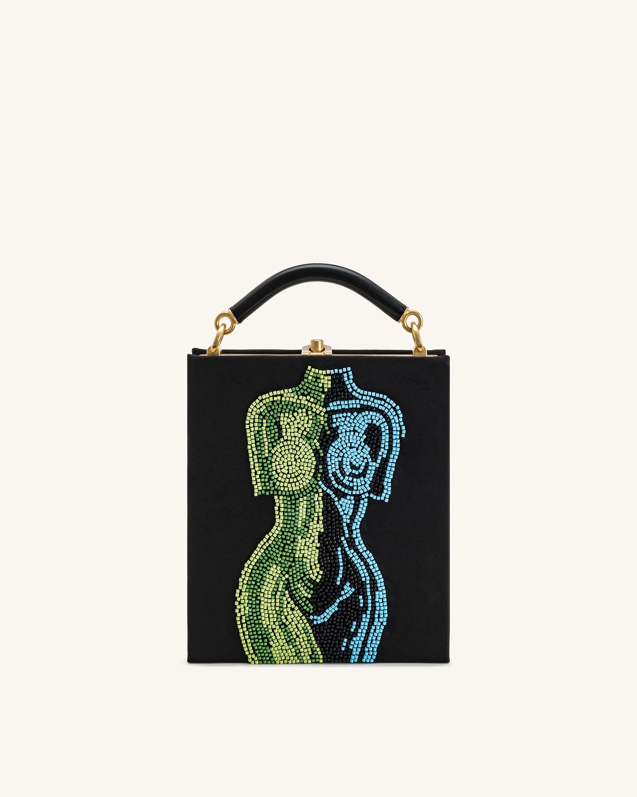 Elle 컬러풀 비즈 북 탑 핸들 백 - 블랙