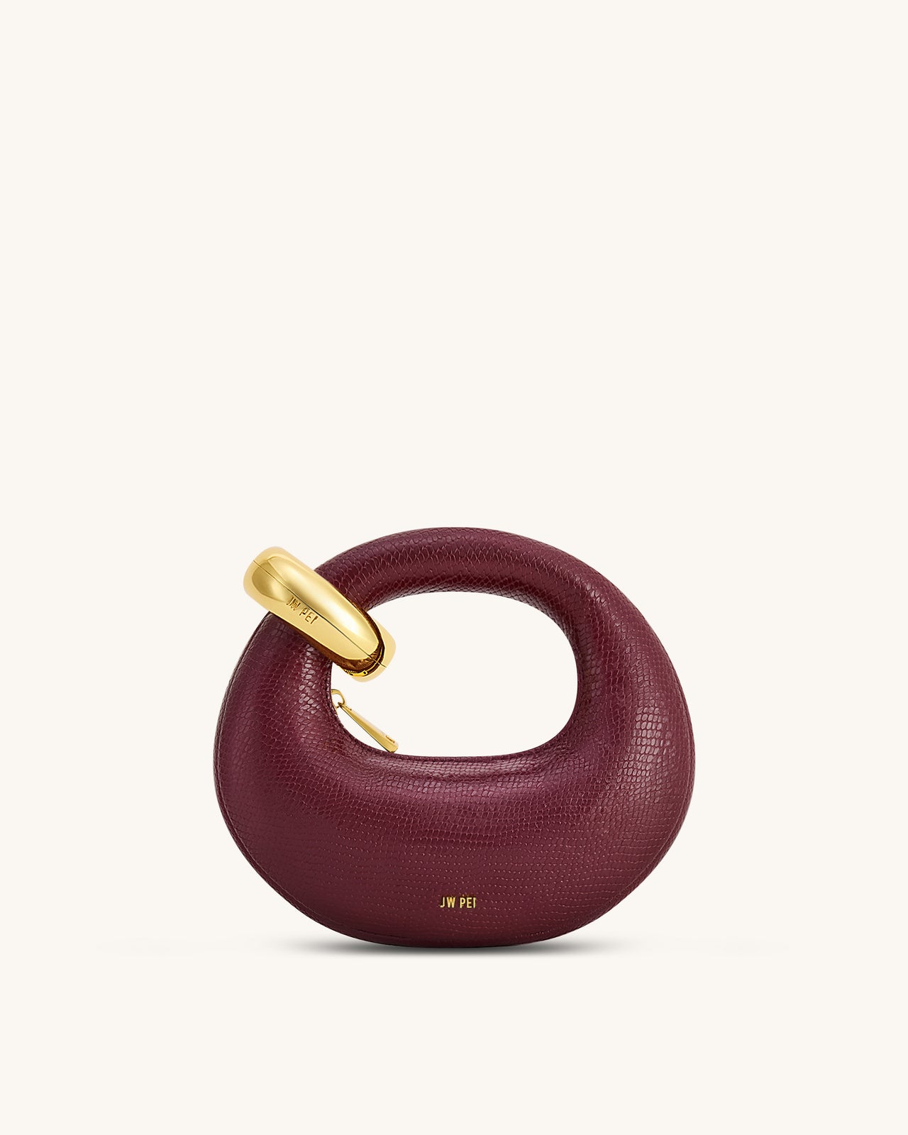 Abacus 인조 스네이크 효과 미니 탑 핸들 백 - 버건디