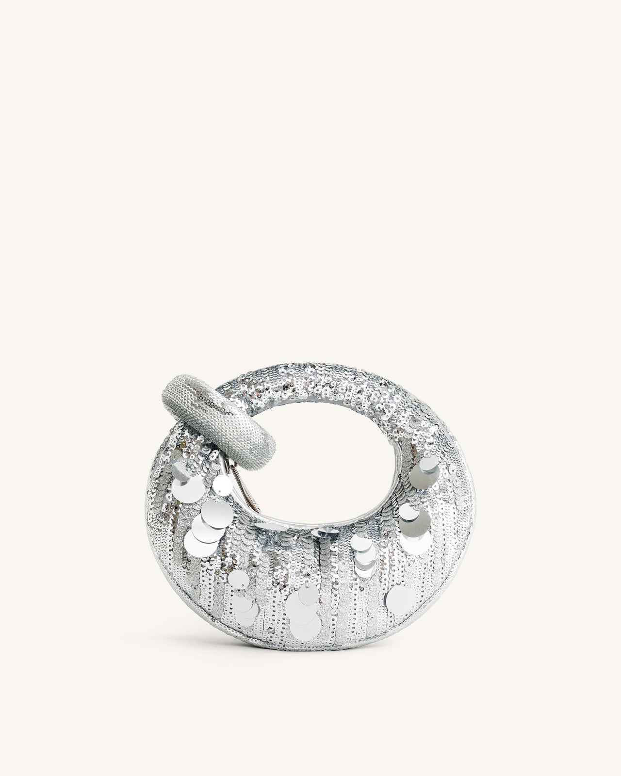 Abacus 메탈릭 시퀸 미니 탑 핸들 백 - 실버