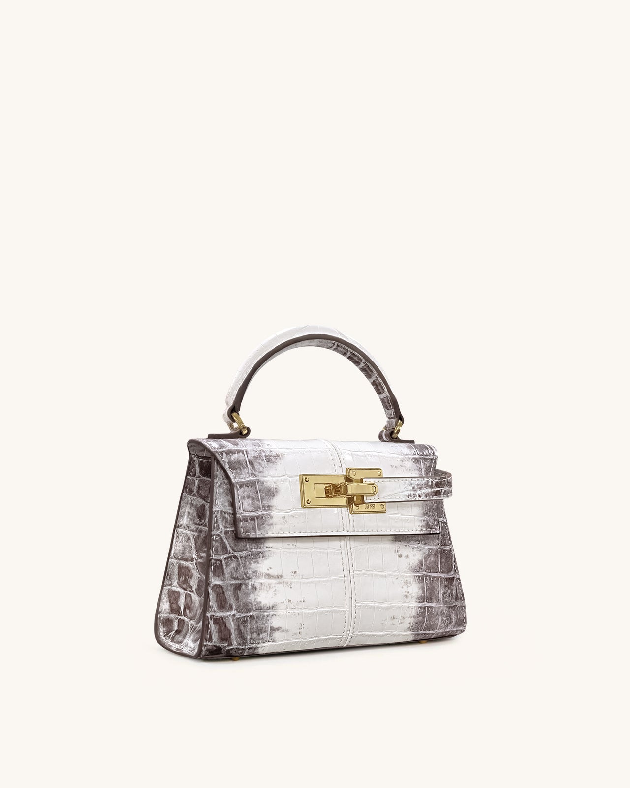 Elise 탑 핸들 백 - 화이트 크로커다일