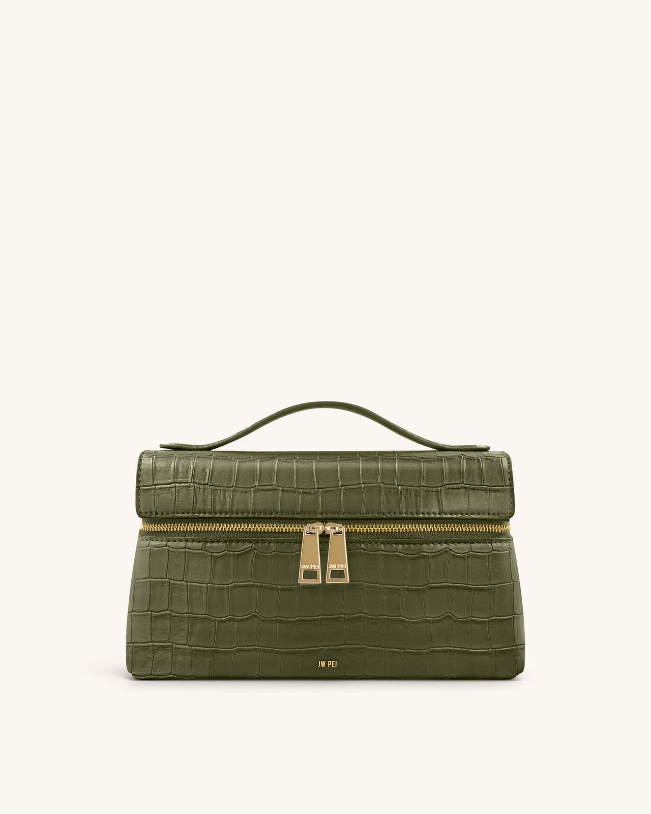 Thea 크로커 엠보 탑 핸들 백 - 올리브 그린
