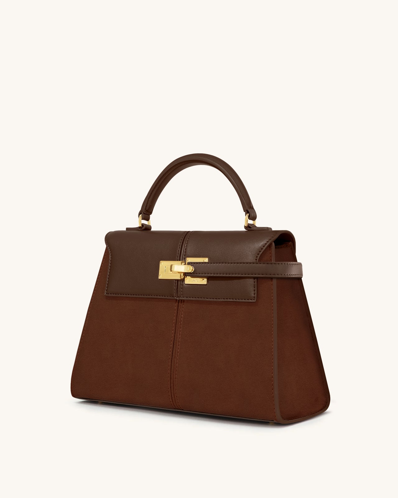 Elise 대형 페이크 스웨이드 탑 핸들 백 - 모카 브라운