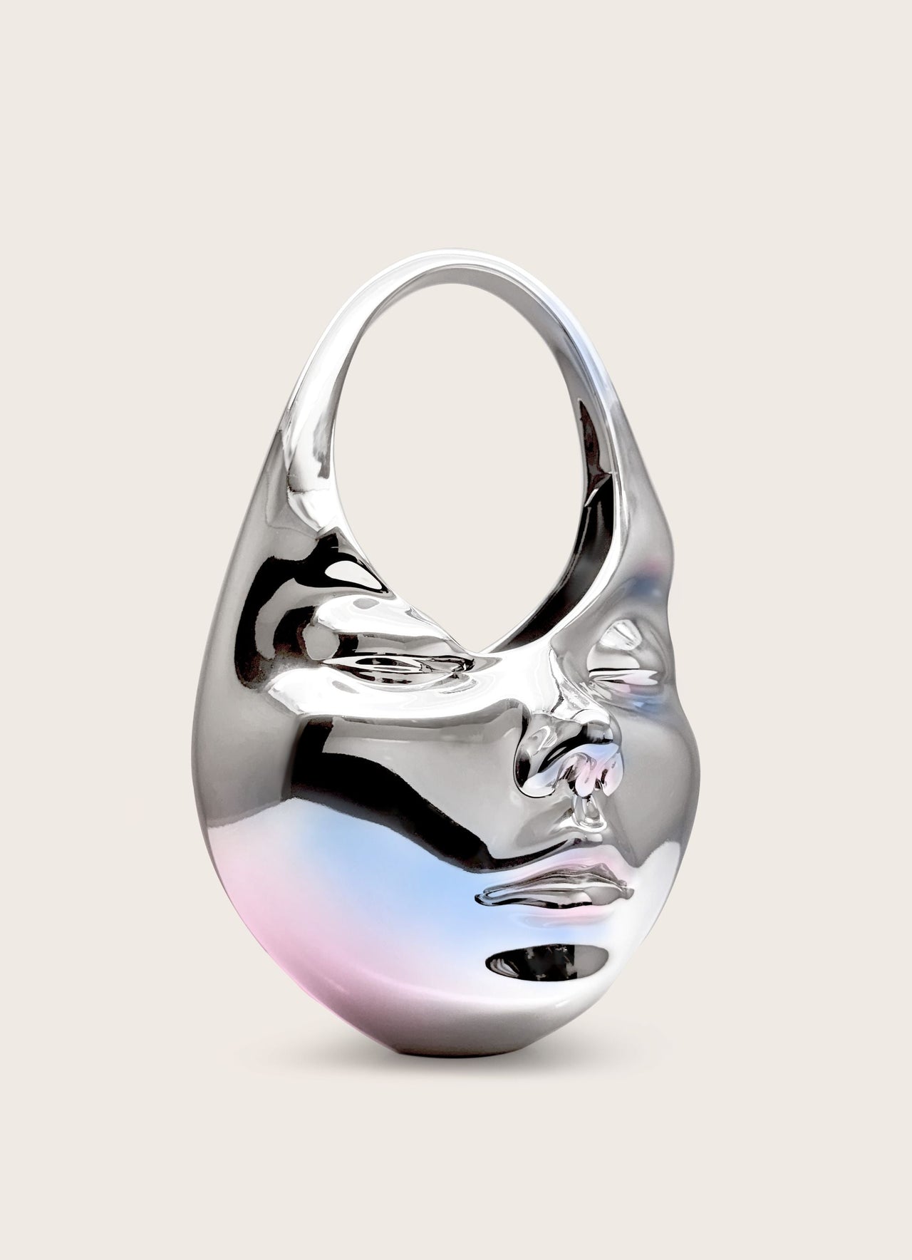 Lillian Face 크레센트 탑 핸들 백 - 실버