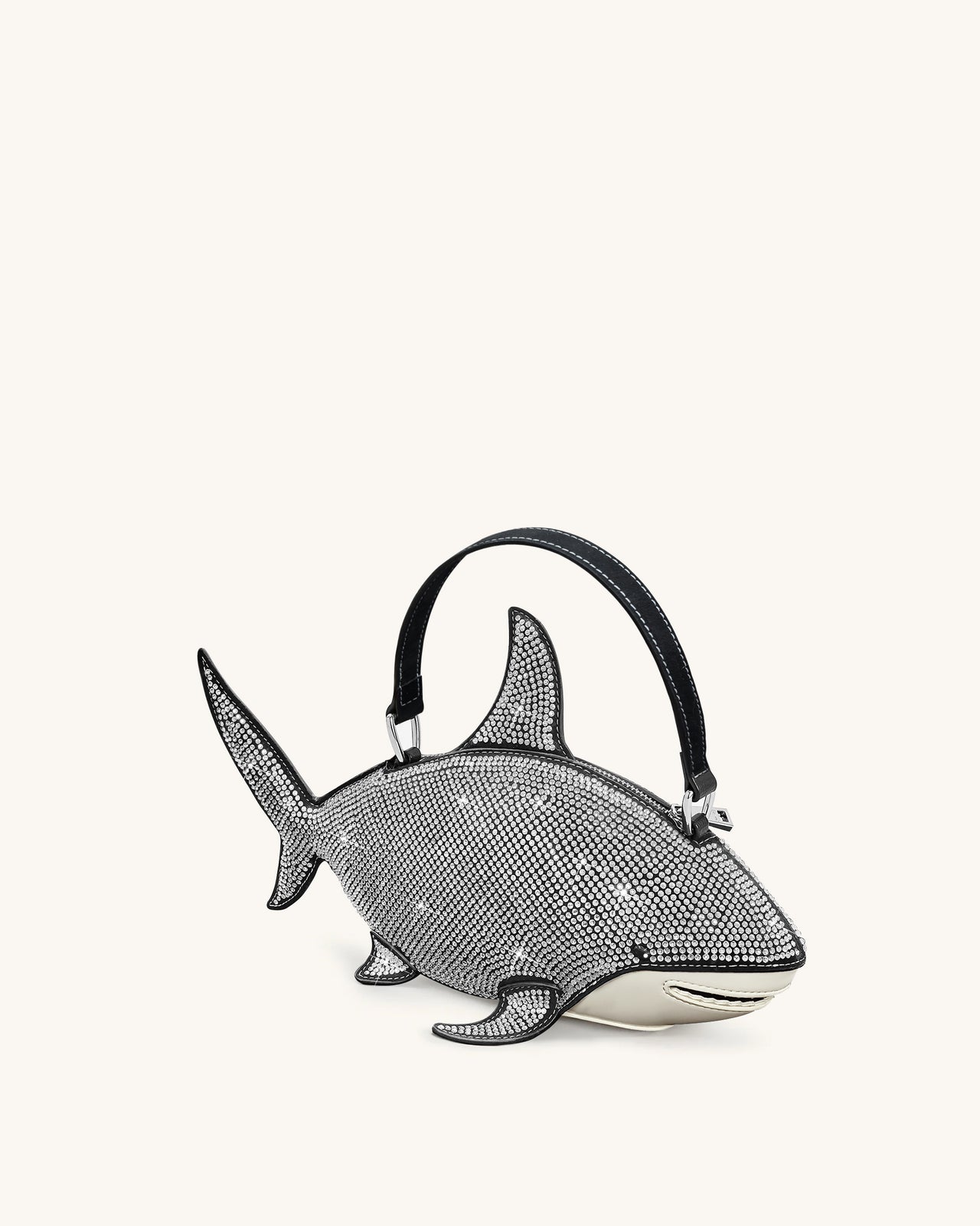 Nerys 블랙 인조 크리스탈 샤크 탑핸들백