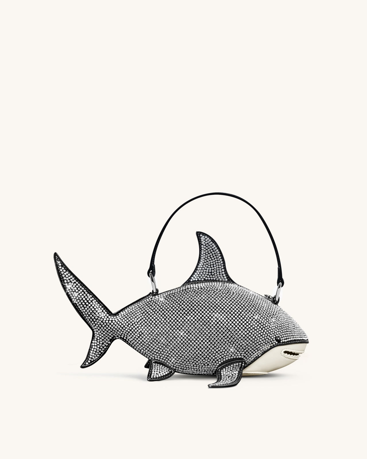 Nerys 블랙 인조 크리스탈 샤크 탑핸들백