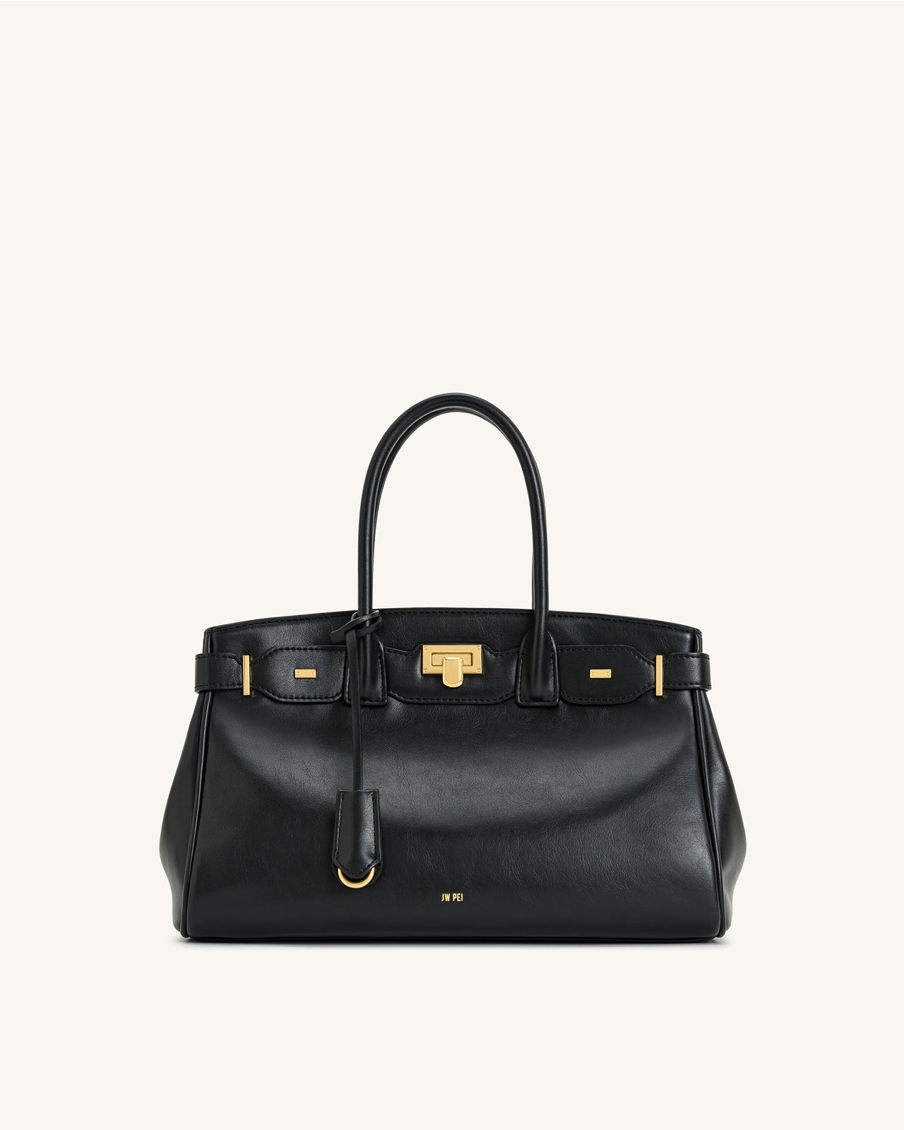 Ziva 메탈 잠금장식 토트백 - 블랙