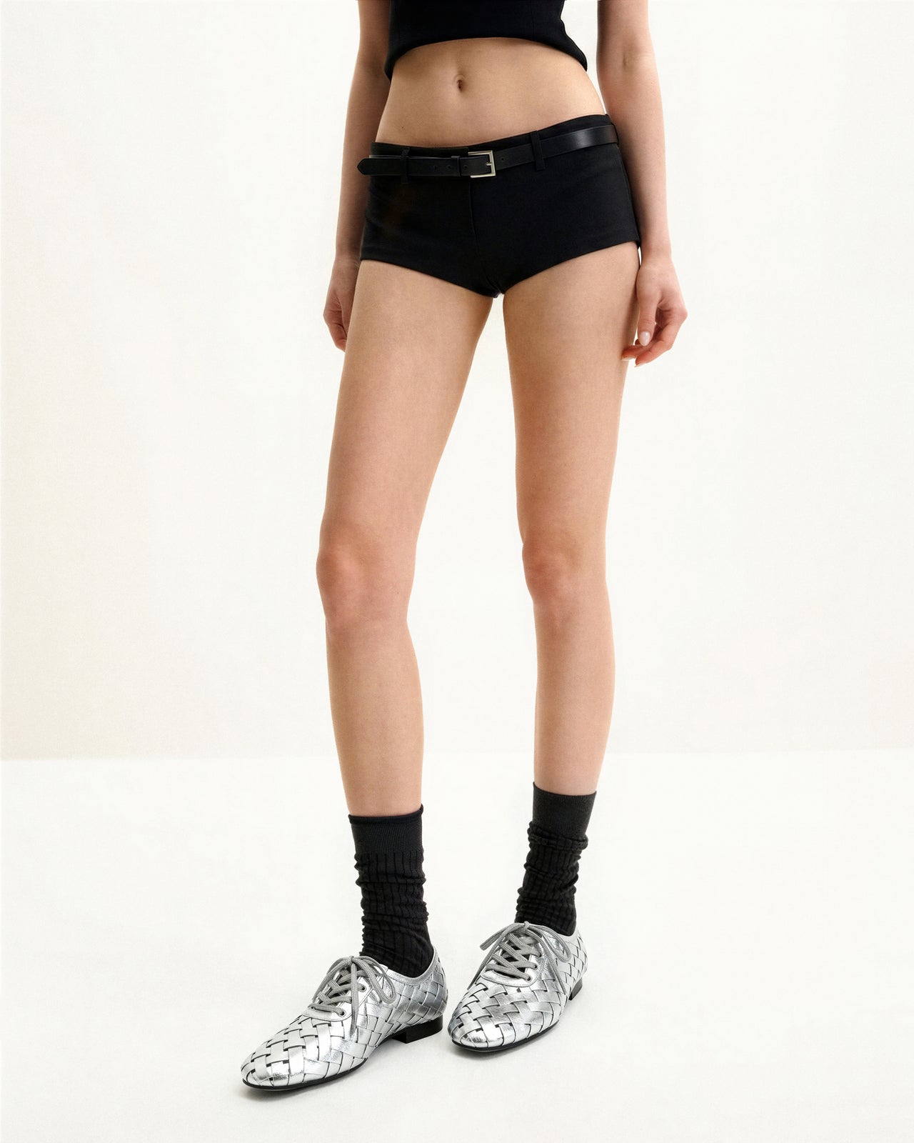 Kayla 직조 스트랩 플랫 슈즈 - 실버