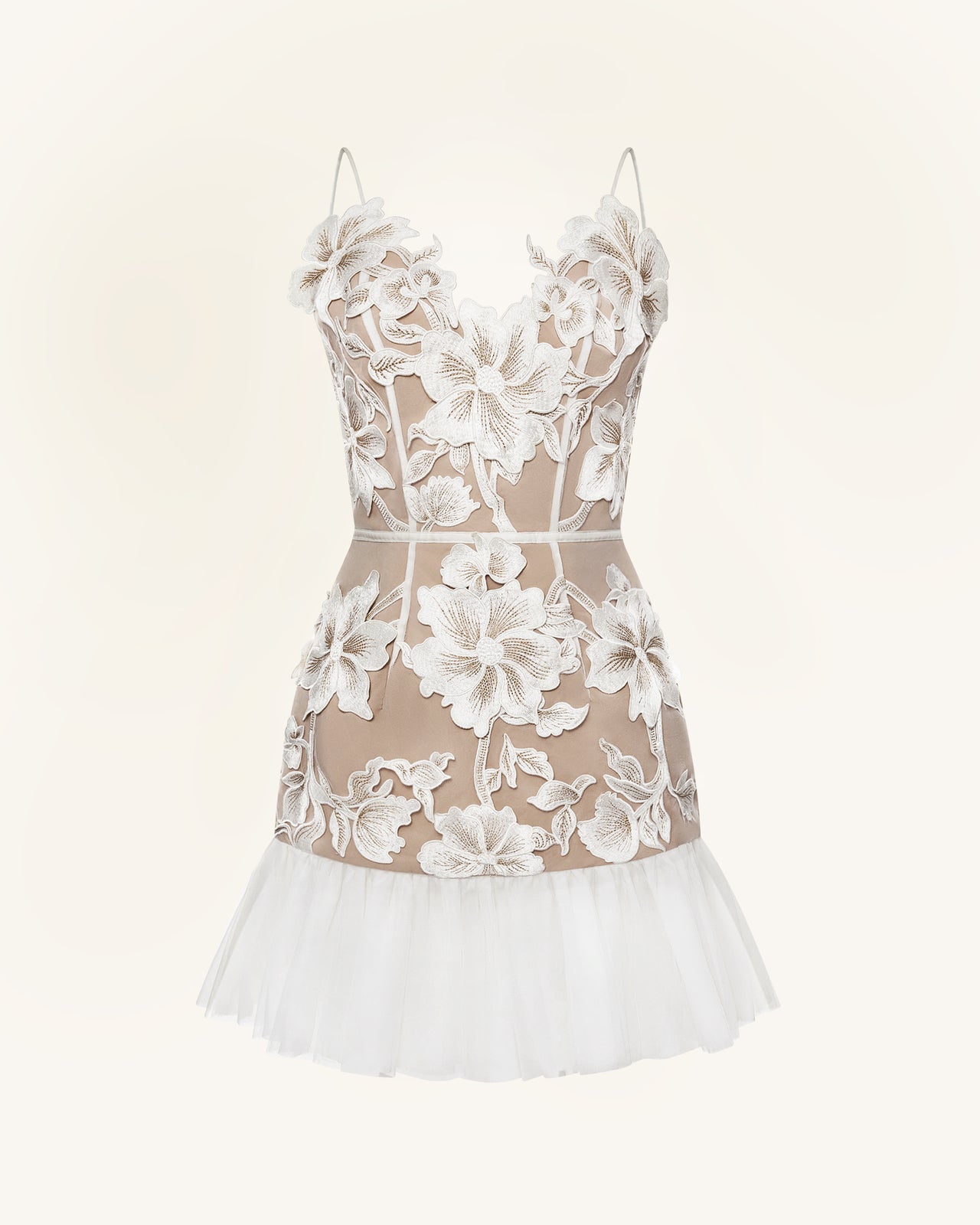 Floral 슬링 미니 드레스 - 화이트