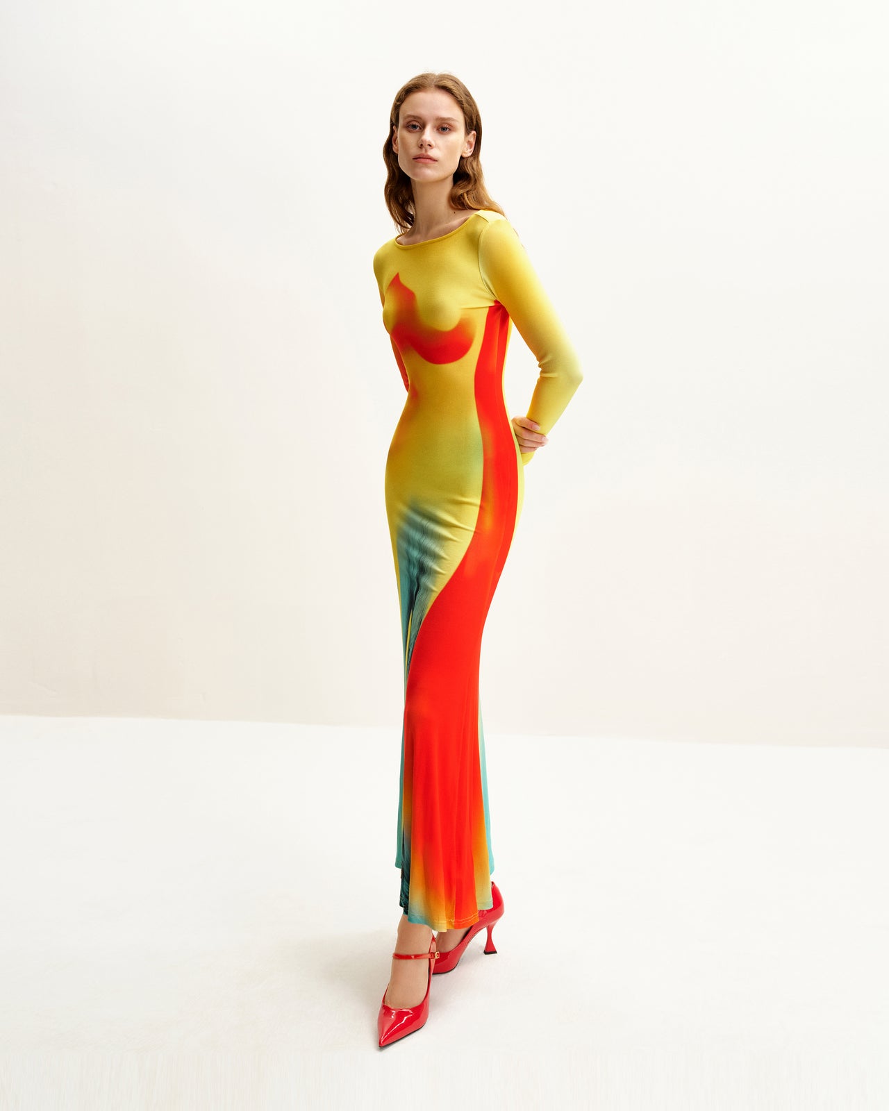 Lily 일루전 프린트 드레스 - 멀티컬러