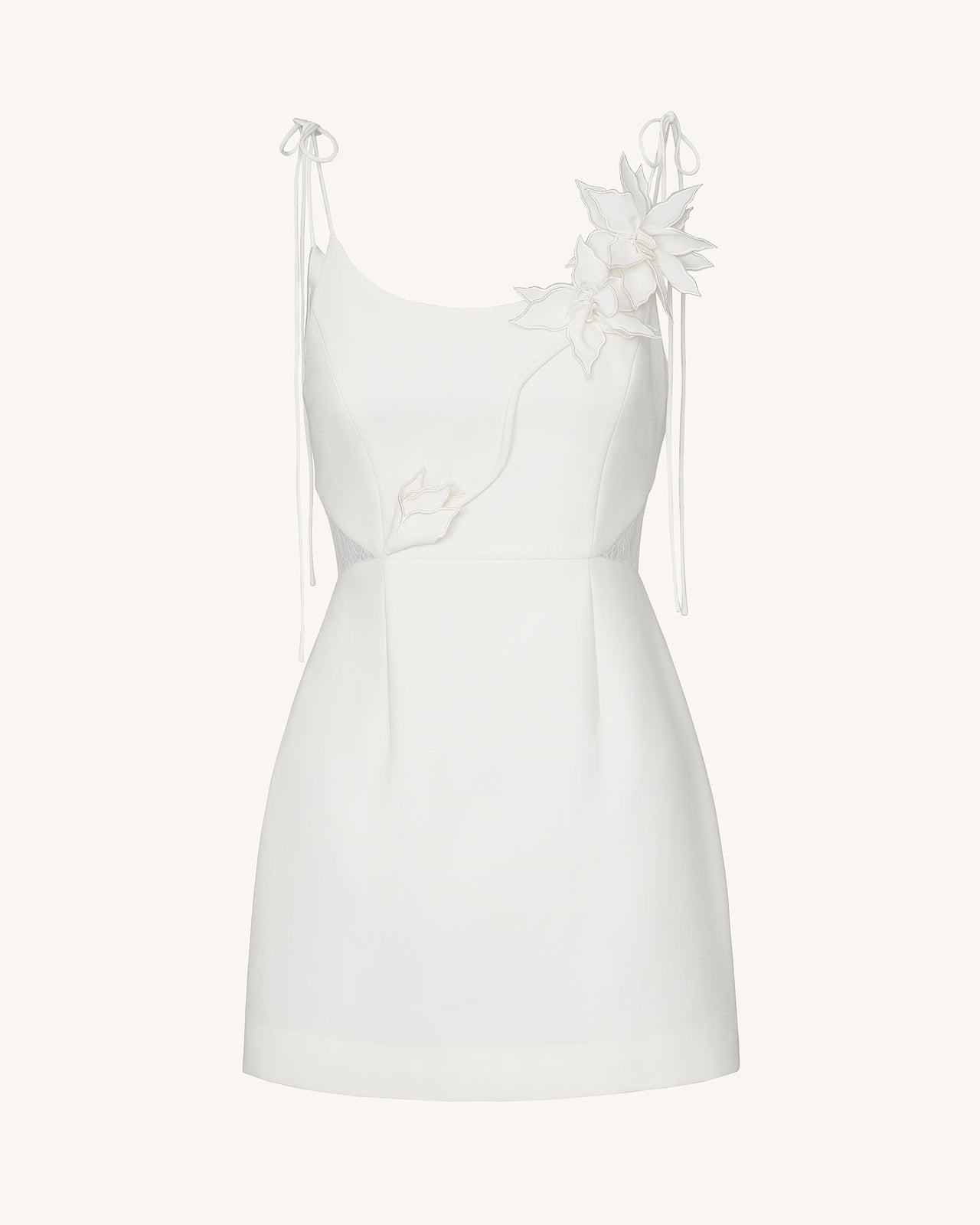 플로럴 바인 타이 드레스 - 화이트
