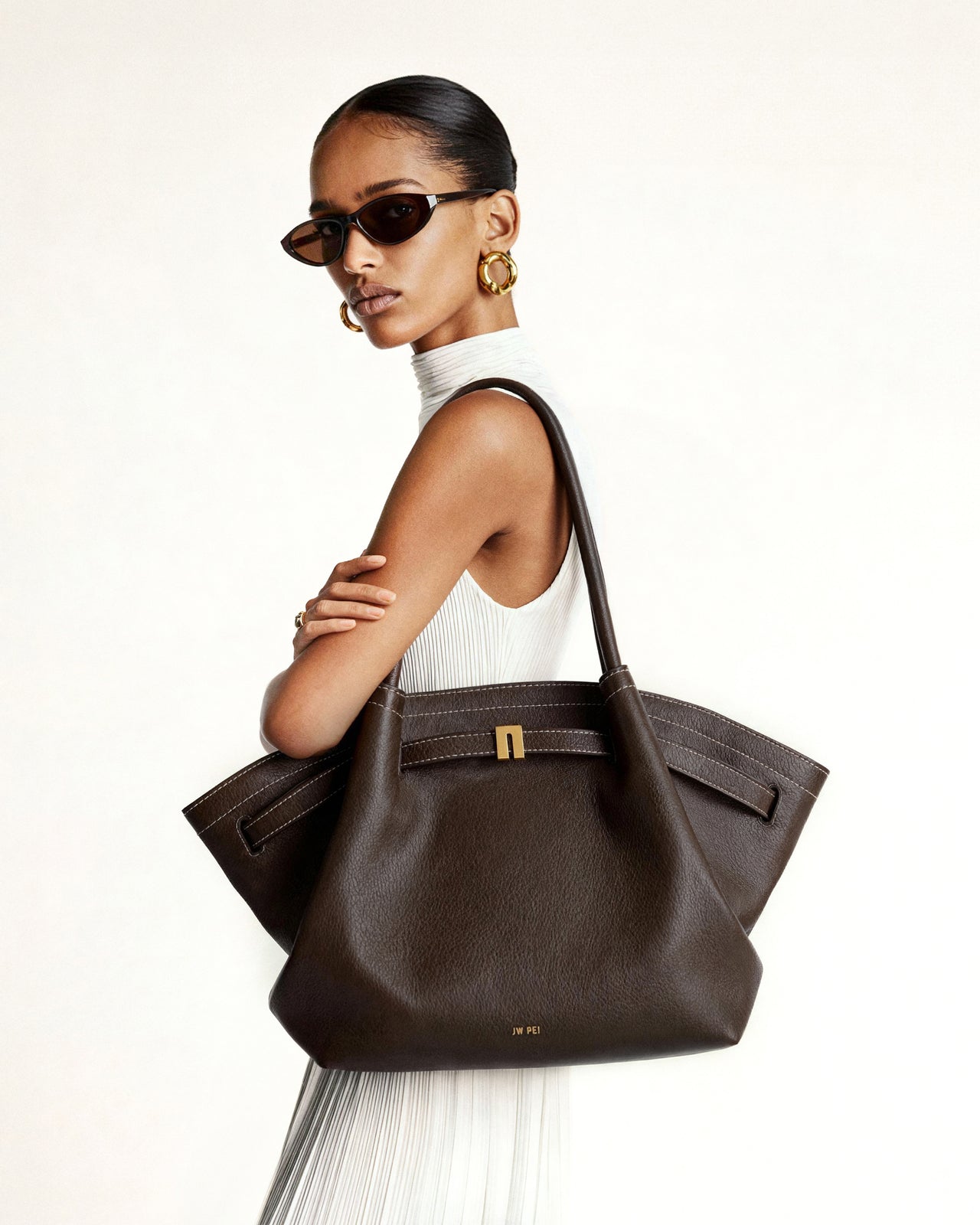 Hana 라지 토트백 - 다크 브라운