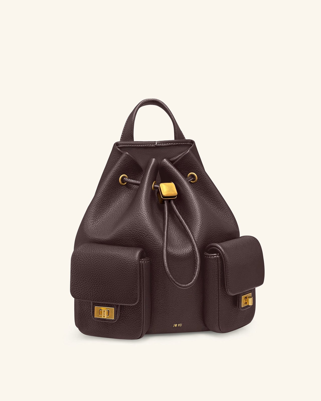 Avery 페블 드로스트링 유틸리티 백팩 – 다크 브라운