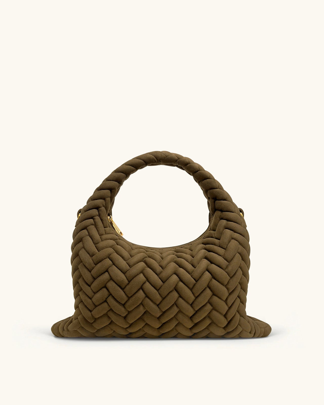 Cora 인조 스웨이드 퀼팅 핸들 가방 - 올리브 그린