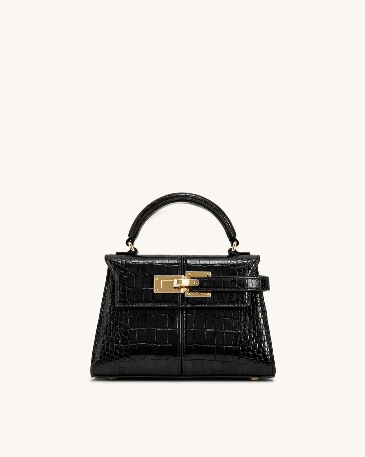 Elise 탑 핸들 백 - 블랙 악어 무늬