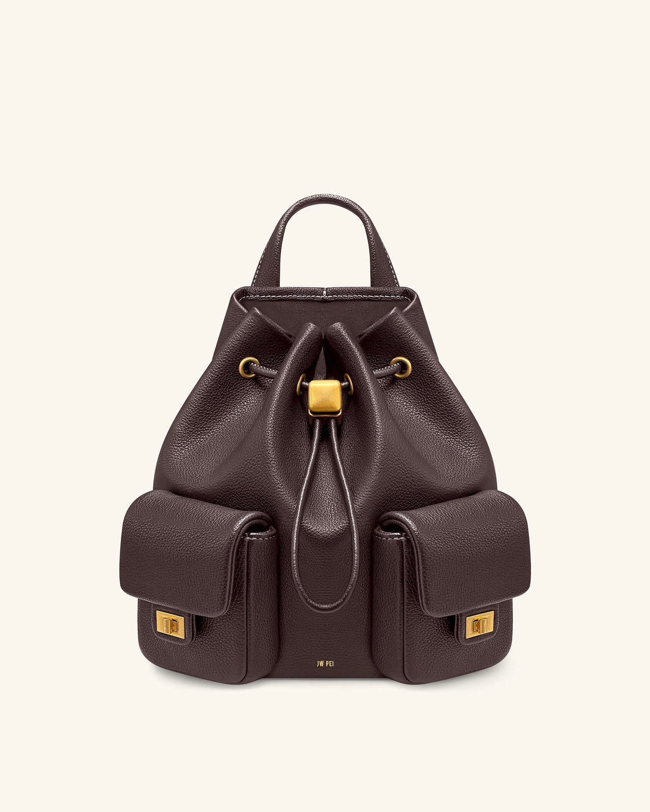 Avery 페블 드로스트링 유틸리티 백팩 – 다크 브라운