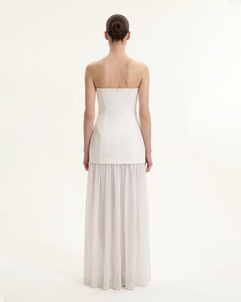 플로럴 원 숄더 맥시 드레스 - 화이트