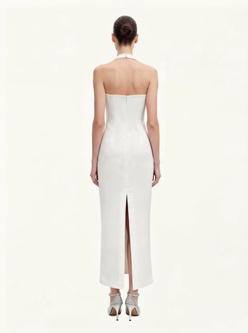 플로럴 프린트 홀터 맥시 드레스 - 화이트