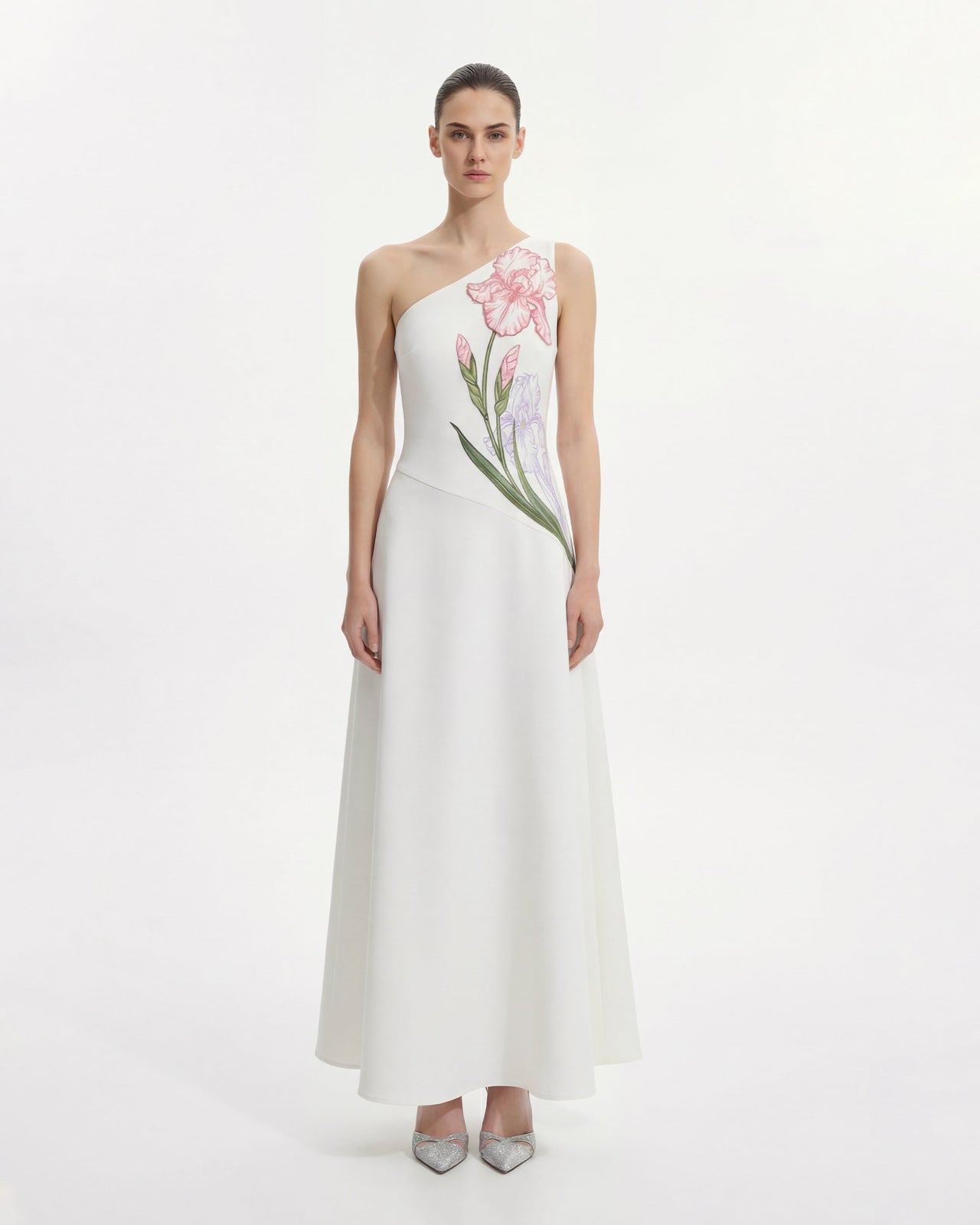 Iris 플로럴 홀터 바디콘 드레스 - 화이트