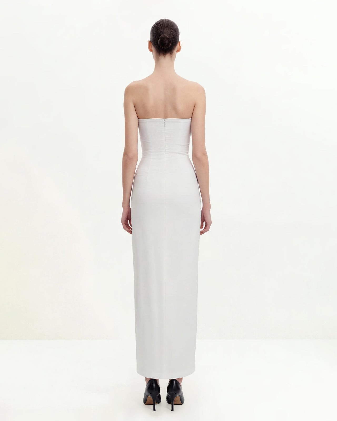 플로럴 스트랩리스 맥시 드레스 - 화이트