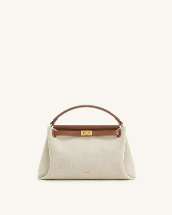 Carmen 탑 핸들 백 - 브라운 캔버스