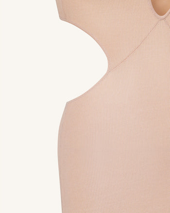 골지 니트 컷아웃 맥시 드레스 - 핑크