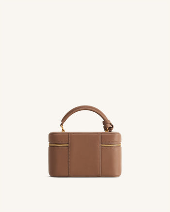 Cleo 박스 쉐입 탑 핸들 백 - 브라운