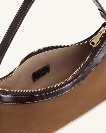 Lily 인조 스웨이드 숄더백 - 다크 브라운