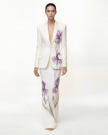 Iris 모티프 맥시 스커트 - 화이트