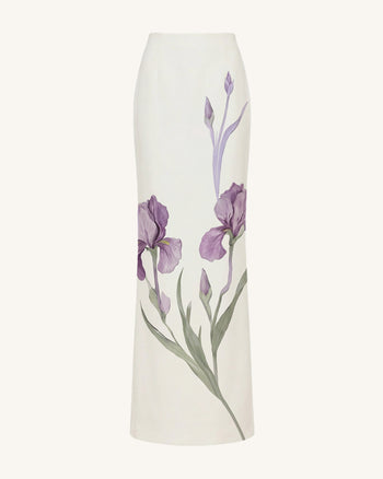 Iris 모티프 맥시 스커트 - 화이트