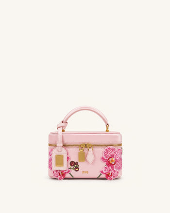 Cleo 자수 박스 쉐입 탑 핸들 백 - 사쿠라 핑크