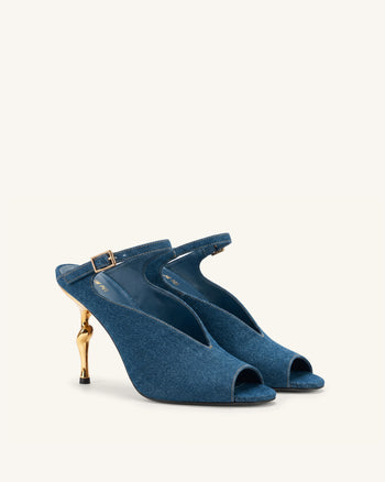 Alivia 골드 메탈 peep-toe 힐 - 데님 블루