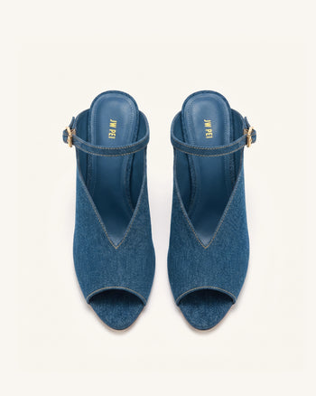 Alivia 골드 메탈 peep-toe 힐 - 데님 블루