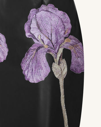 Iris 플라워 프린트 스트래피 코르셋 레더 맥시 드레스 - 블랙