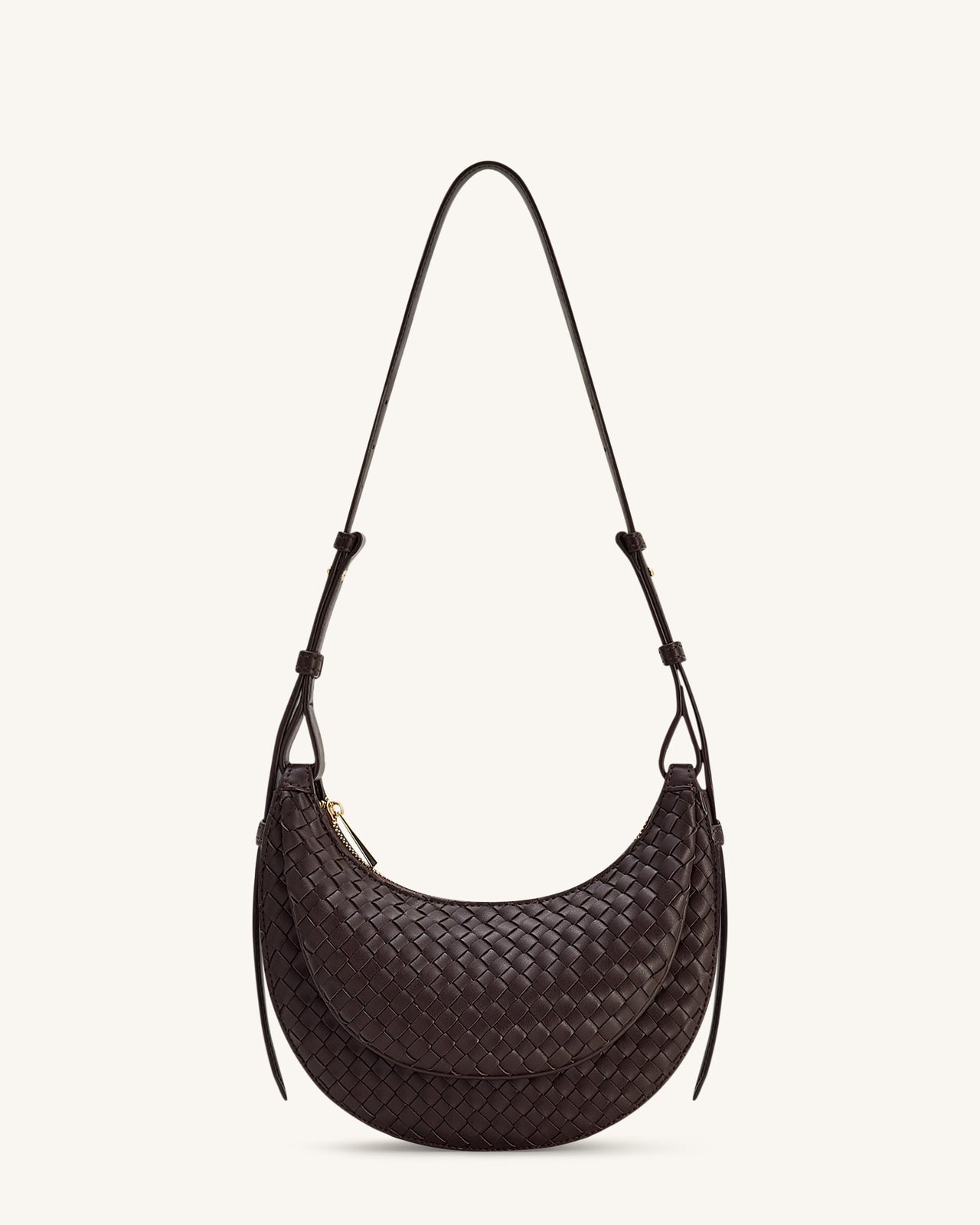 Sharon 우븐 크로스바디 백 - 커피 브라운