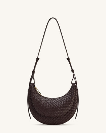 Sharon 우븐 크로스바디 백 - 커피 브라운