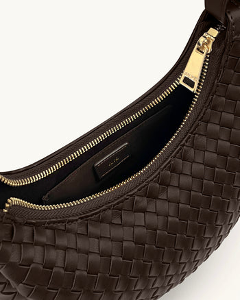 Sharon 우븐 크로스바디 백 - 커피 브라운