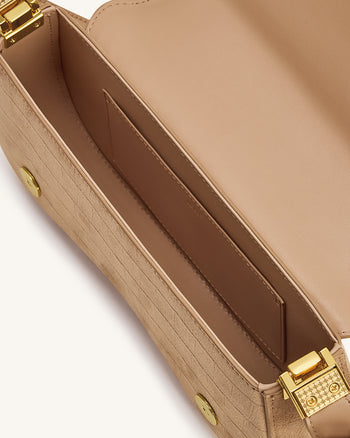 Joy 악어무늬 페이크 스웨이드 숄더백 - 베이지