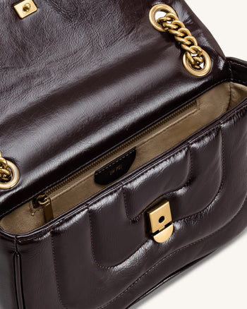 Tina 퀼팅 체인 크로스바디 - 딥 클라렛 브라운