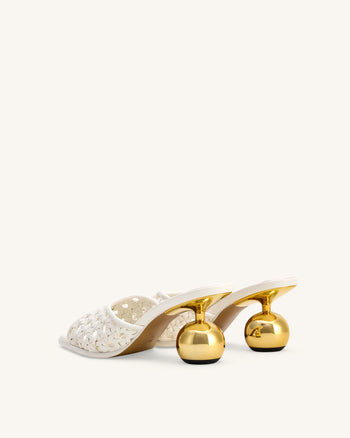 Ellie 우븐 스피어 힐 뮬 - 화이트